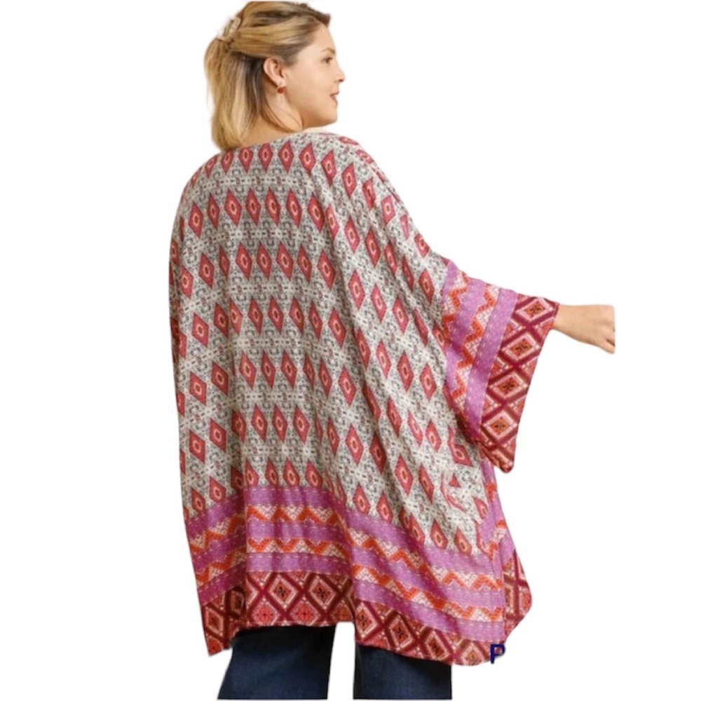 Umgee Multicolor Patterned Kimono Top - Picture 2 of 12